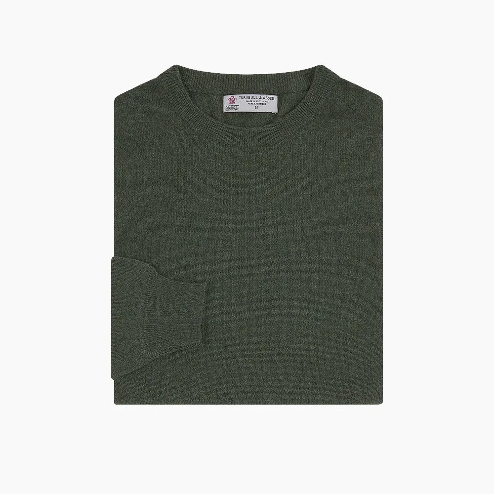 Green Crew Neck Cashmere Jumper sold by Turnbull & Asser product image thumbnail 5