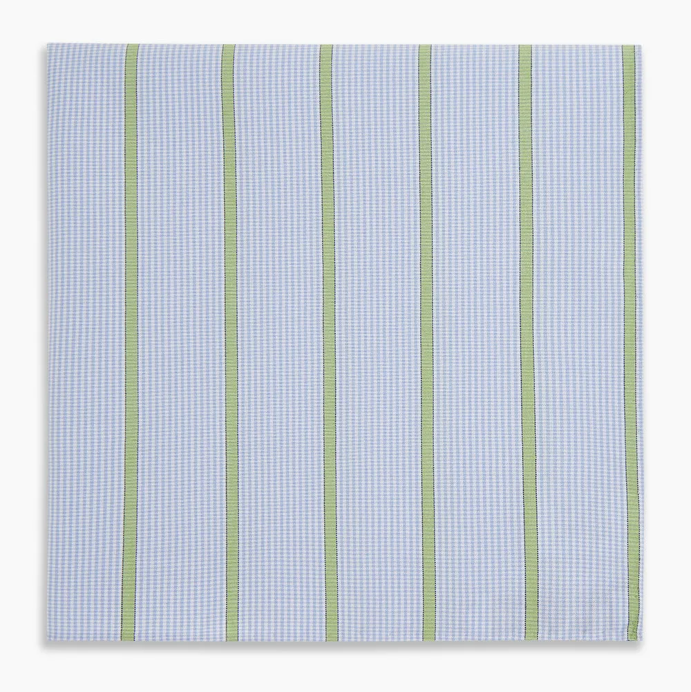 Hand Rolled Light Green Track Stripe Handkerchief sold by Turnbull & Asser product image thumbnail 4