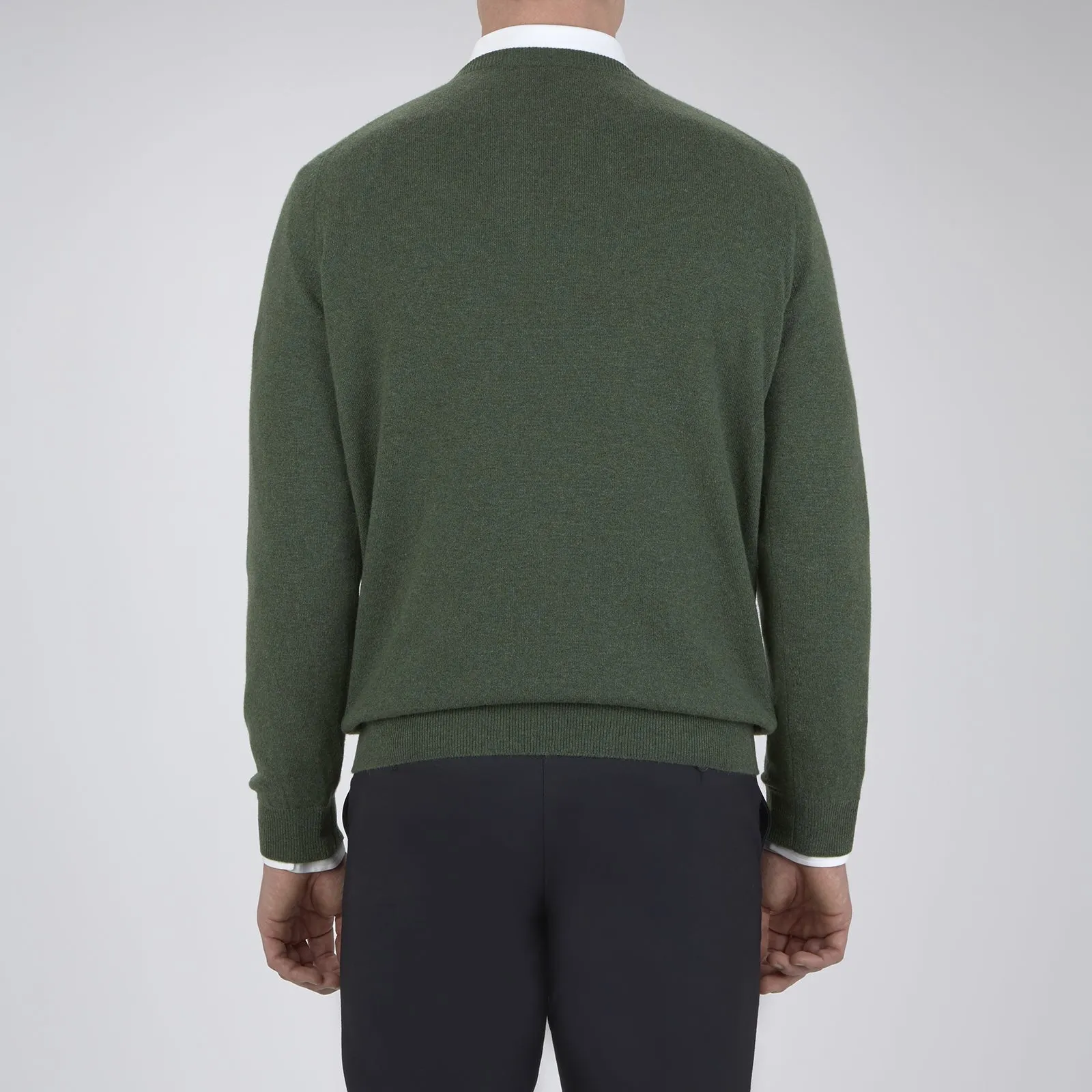 Green Crew Neck Cashmere Jumper sold by Turnbull & Asser product image thumbnail 3
