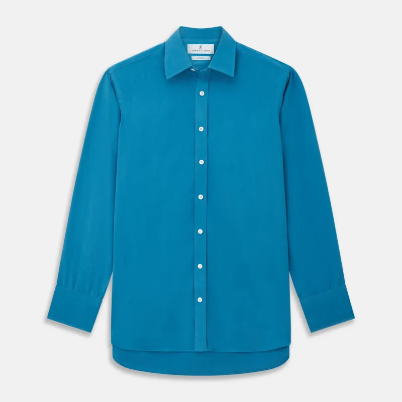 Blue Silk Regular Fit Mayfair Shirt sold by Turnbull & Asser
