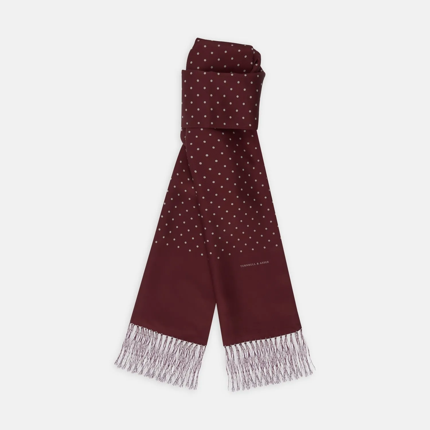 Wine Spotted Silk Scarf sold by Turnbull & Asser