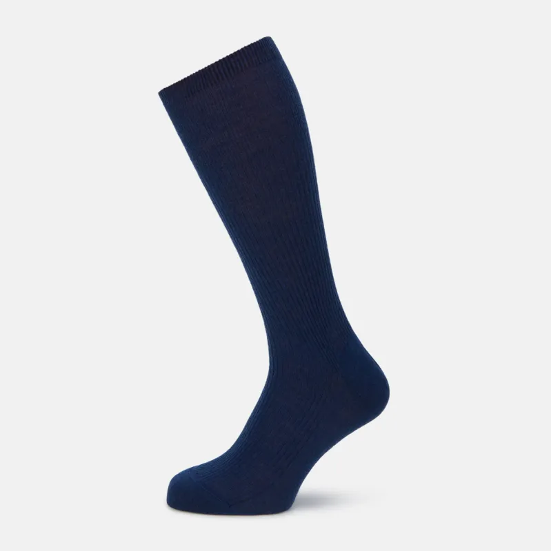 Navy Mid-Length Merino Socks sold by Turnbull & Asser