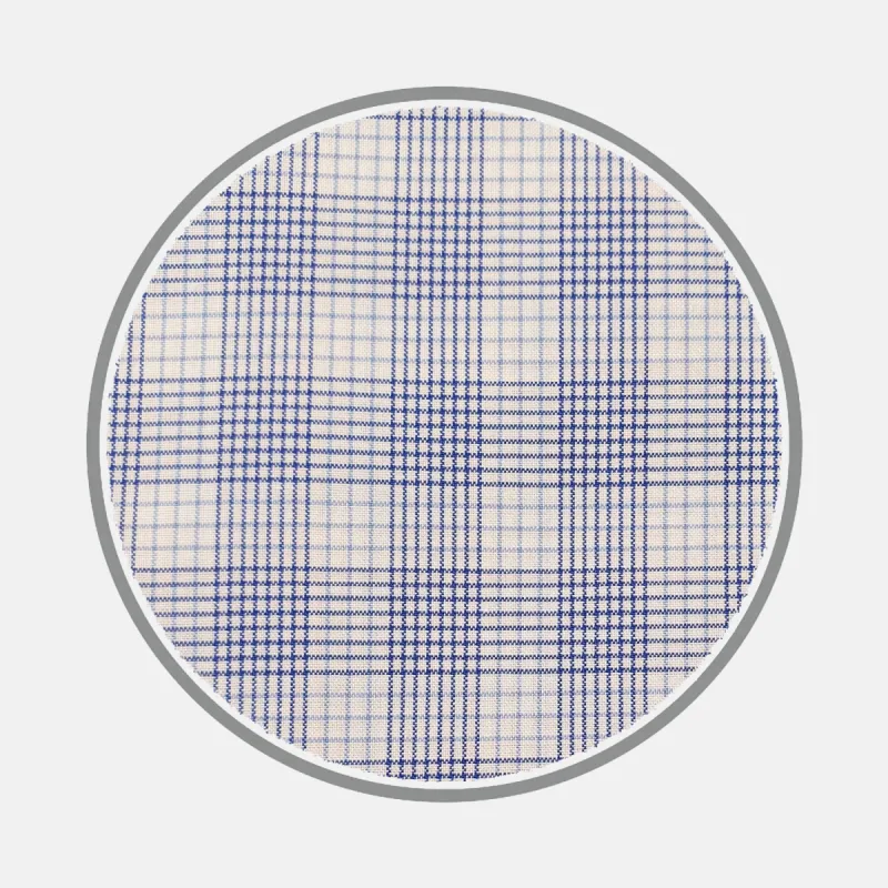 Blue Multi Check Silverline Cotton Fabric sold by Turnbull & Asser