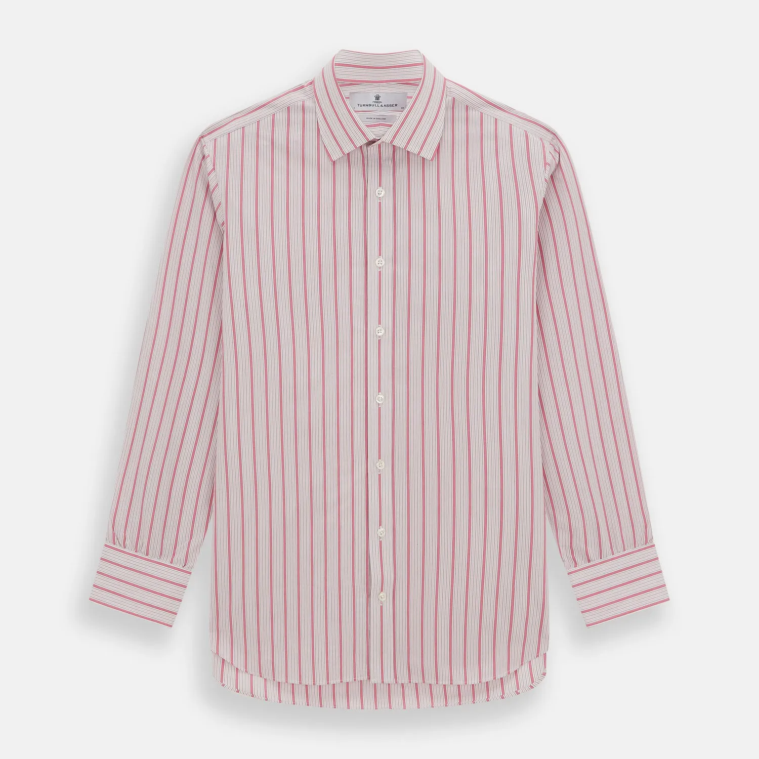 Pink Multi Track Stripe Mayfair Shirt sold by Turnbull & Asser