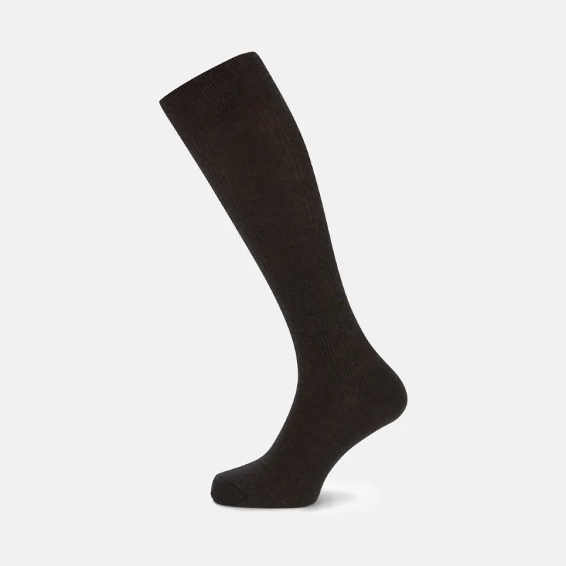 Charcoal Long Merino Wool Socks sold by Turnbull & Asser
