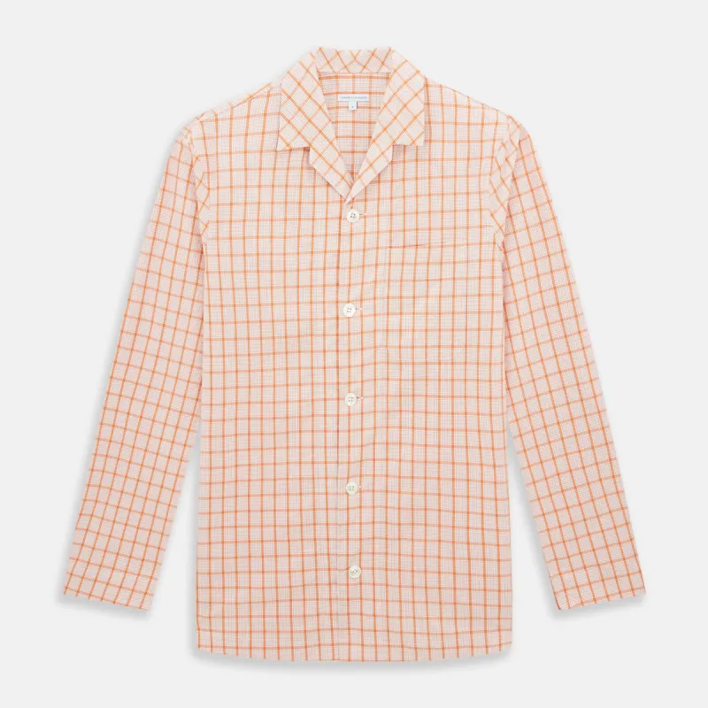 Orange Graph Overlay Check Pyjama Shirt sold by Turnbull & Asser