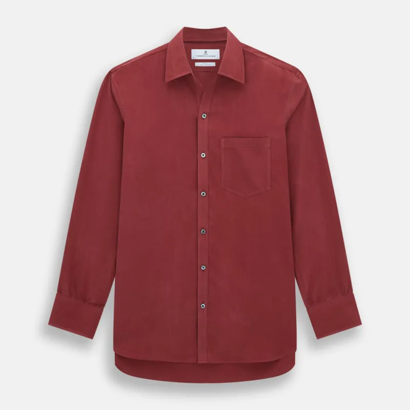 Burgundy Silk Chelsea Shirt made by Turnbull & Asser