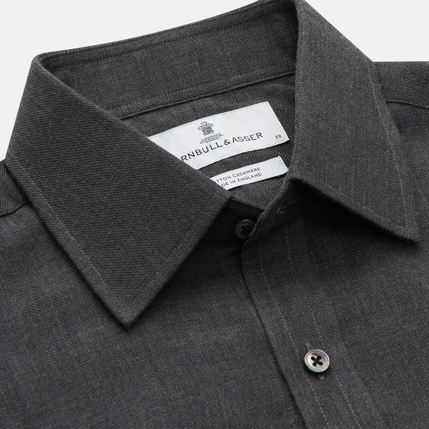 Charcoal Cotton and Wool Blend Regular Fit Mayfair Shirt sold by Turnbull & Asser product image thumbnail 2