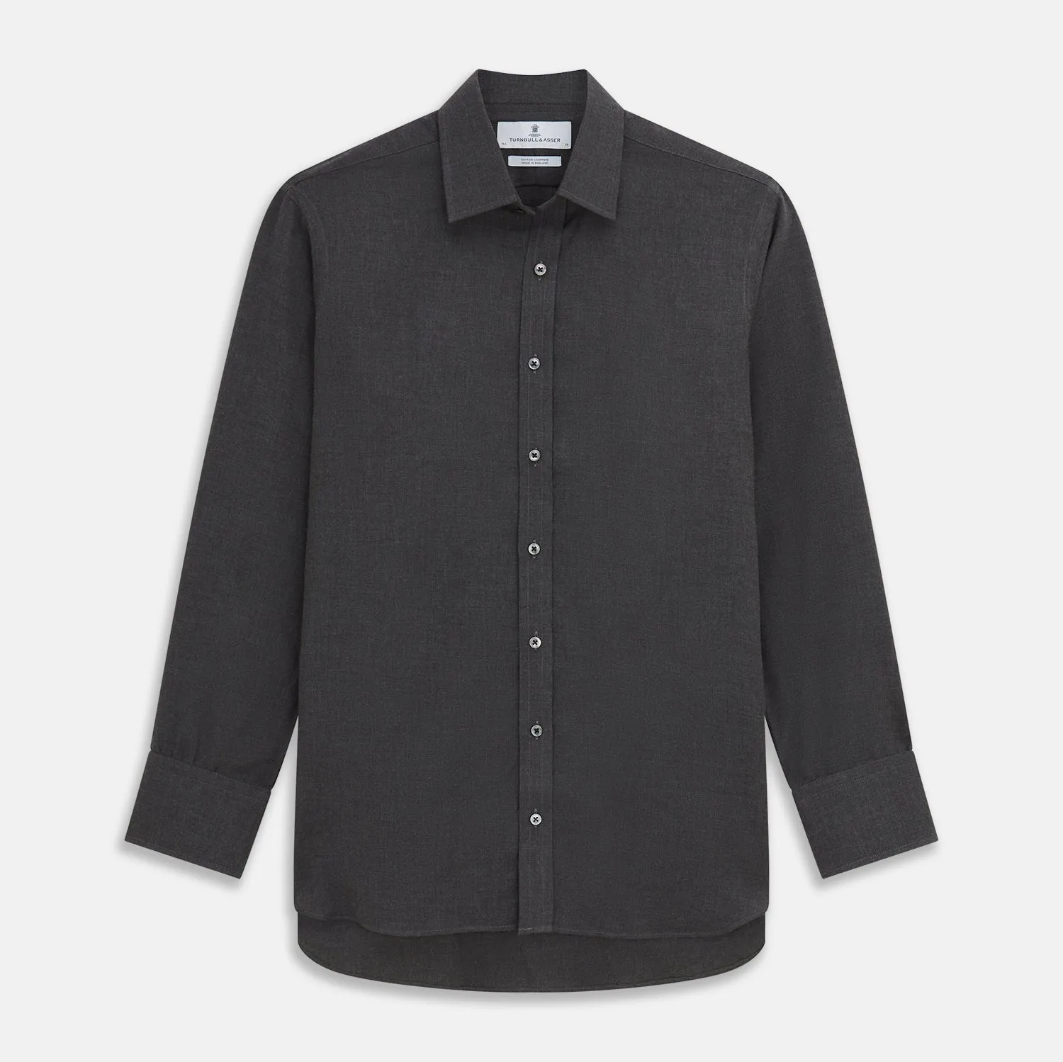 Charcoal Cotton and Wool Blend Regular Fit Mayfair Shirt sold by Turnbull & Asser