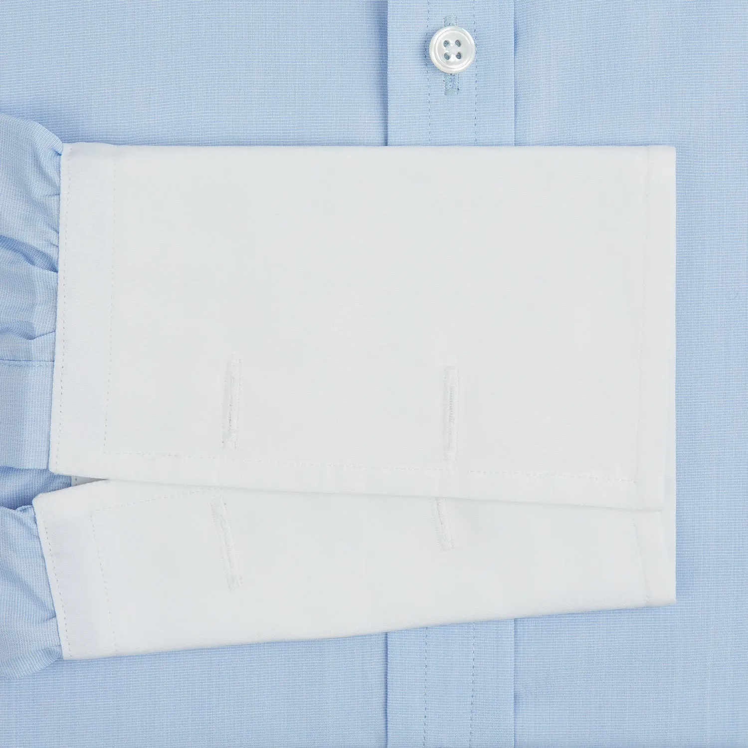 Light Blue End-on-End Shirt with Contrast T&A Collar and Double Cuffs sold by Turnbull & Asser product image thumbnail 4