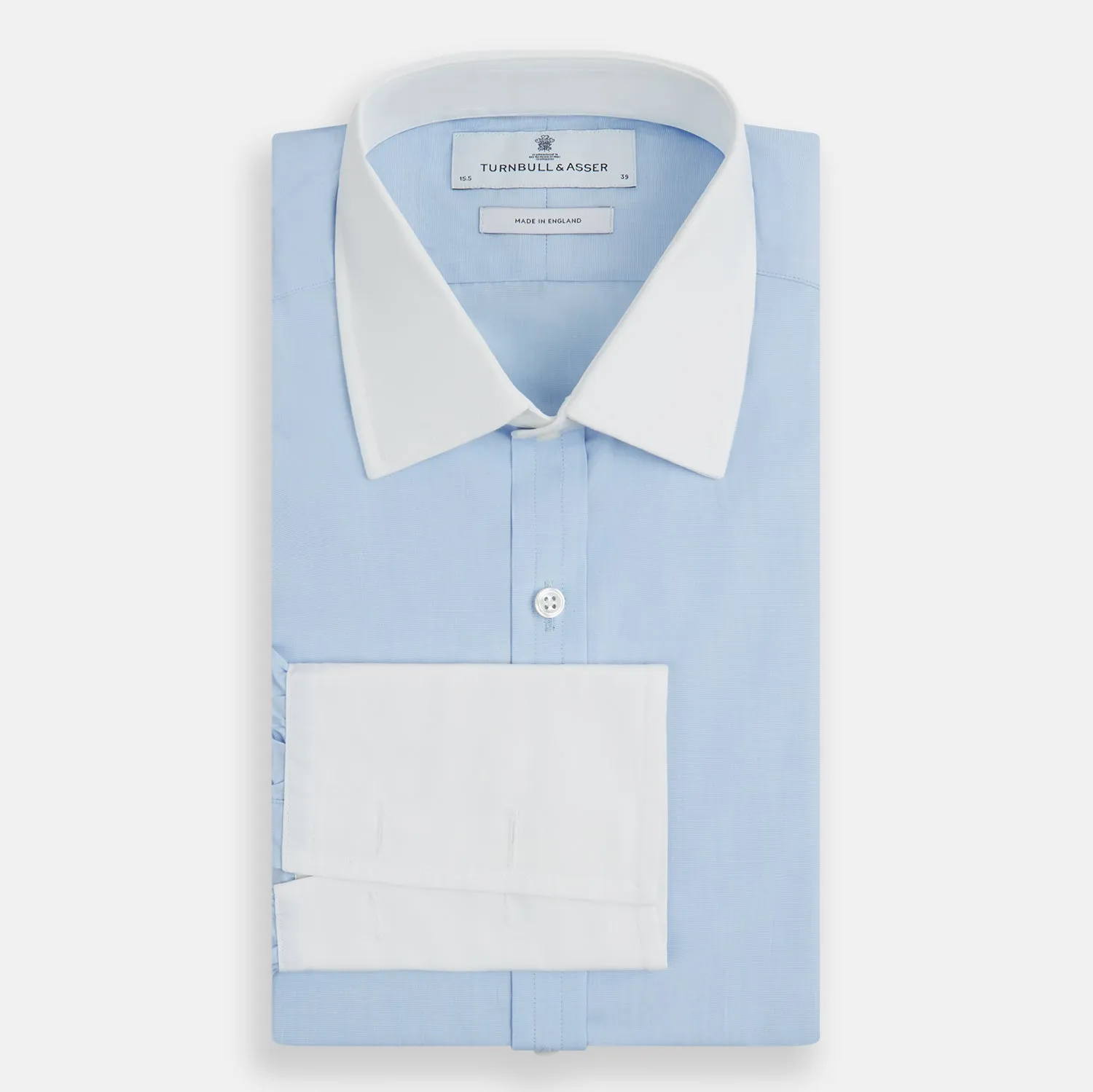 Light Blue End-on-End Shirt with Contrast T&A Collar and Double Cuffs sold by Turnbull & Asser product image thumbnail 5