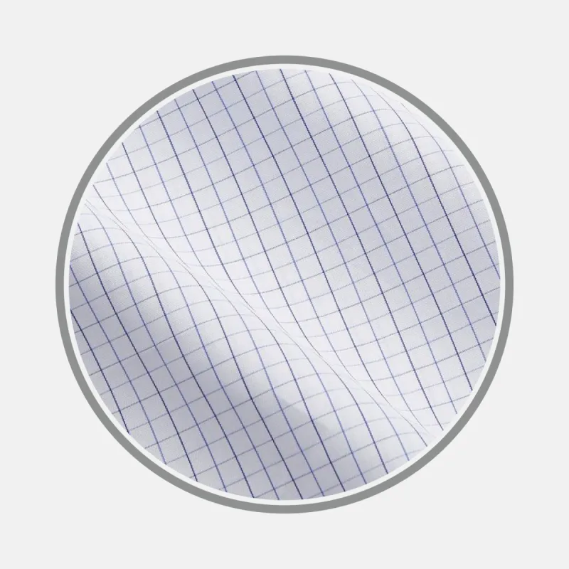Blue Check Sea Island Quality Cotton Fabric sold by Turnbull & Asser
