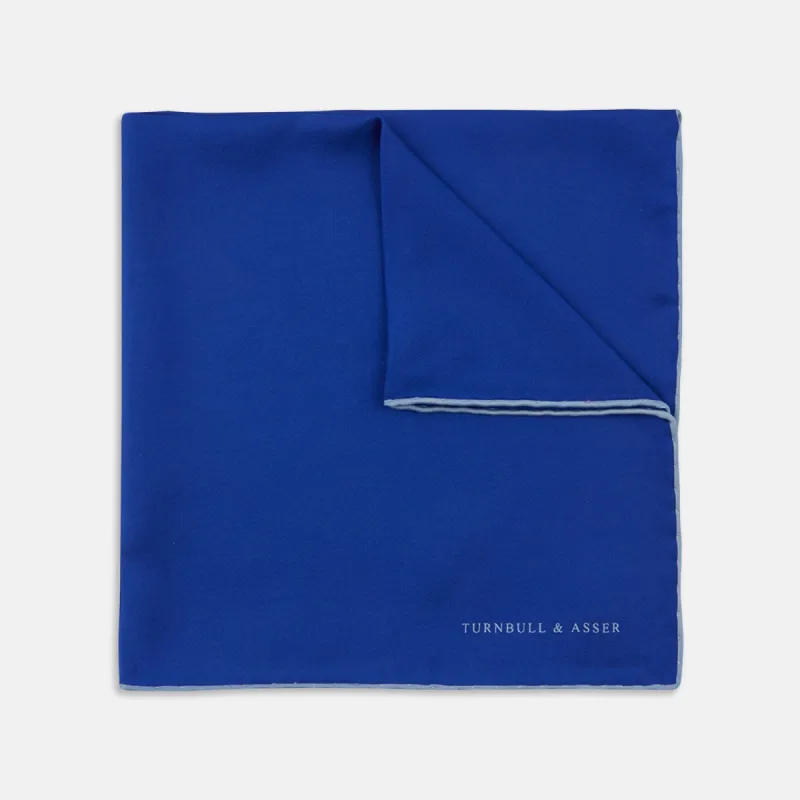 Dark Blue Piped Silk Pocket Square sold by Turnbull & Asser