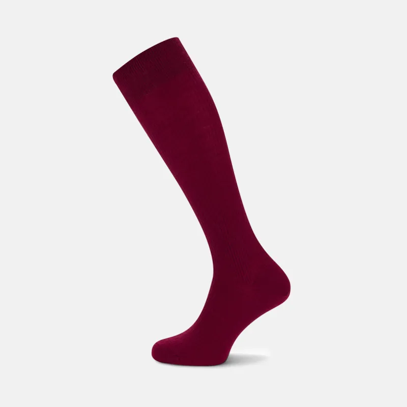 Bordeaux Long Merino Wool Socks sold by Turnbull & Asser