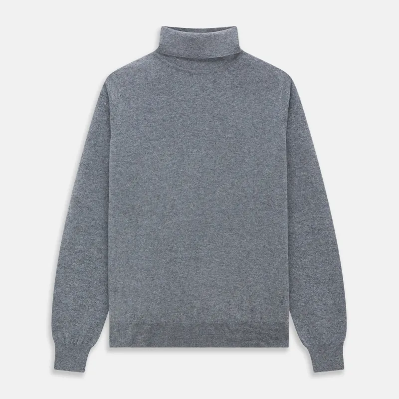 Kylian Flannel Grey Roll Neck Jumper sold by Turnbull & Asser