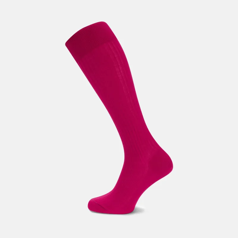 Hot Pink Long Cotton Socks sold by Turnbull & Asser
