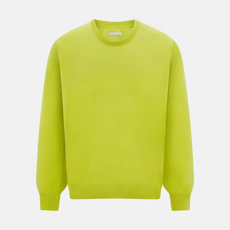 Lemon Green Cashmere Round Neck Jumper sold by Turnbull & Asser