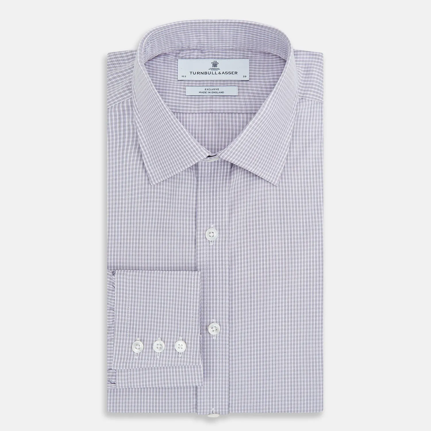 Purple Micro Check Mayfair Shirt sold by Turnbull & Asser product image thumbnail 5