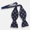 Navy and White Motif Silk Bow Tie sold by Turnbull & Asser