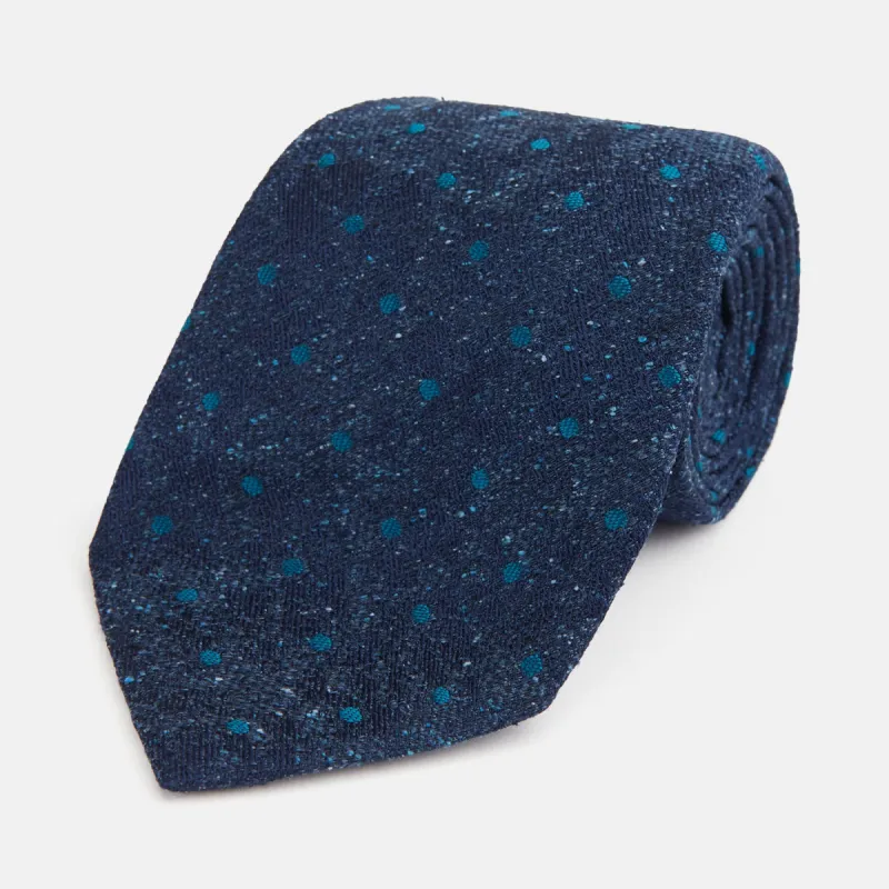 Navy Floret Silk Tie sold by Turnbull & Asser