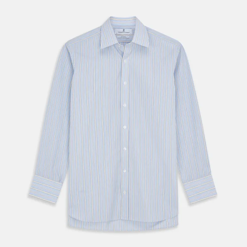 Blue and Yellow Multi Stripe Cotton Regular Fit Mayfair Shirt sold by Turnbull & Asser