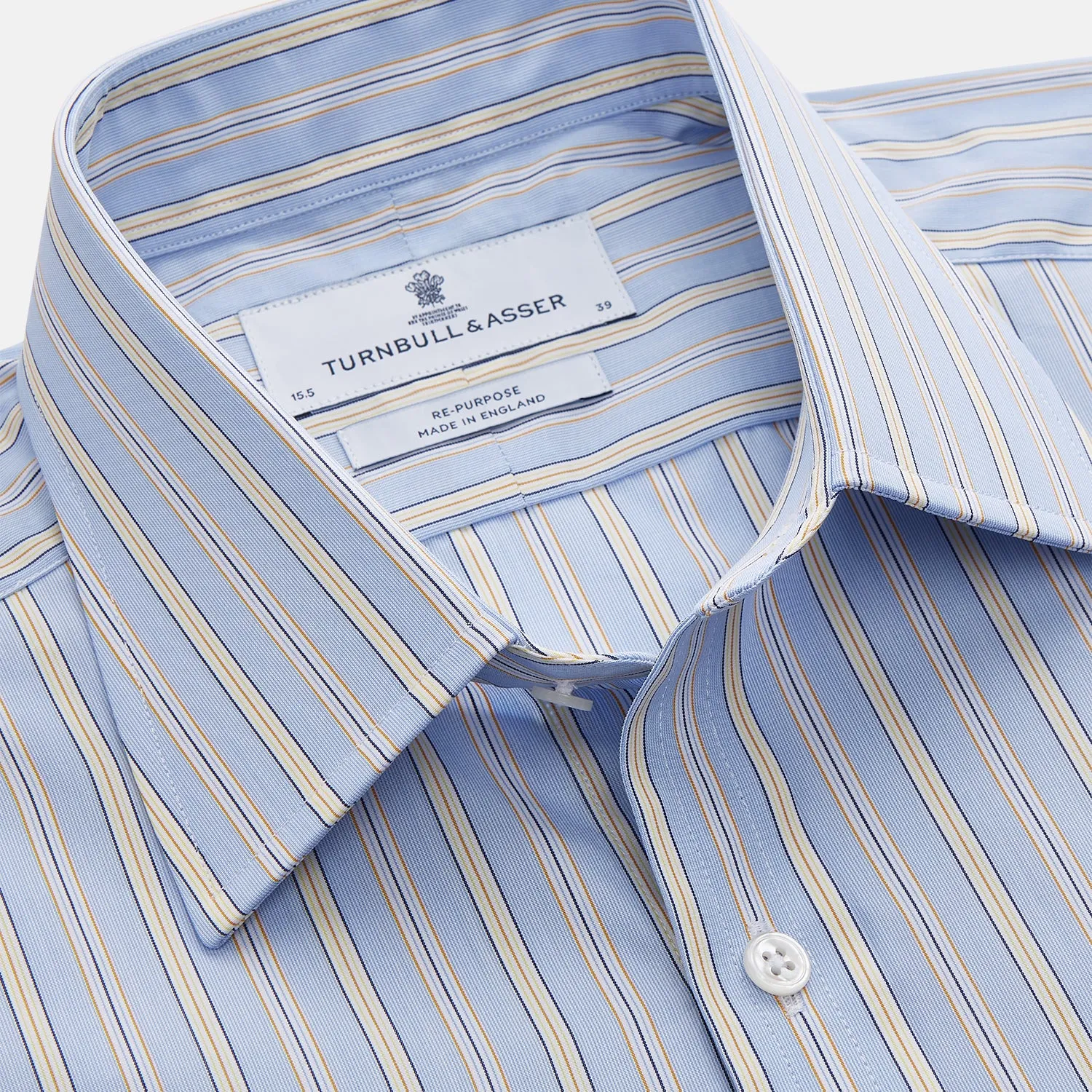 Blue and Yellow Multi Stripe Cotton Regular Fit Mayfair Shirt sold by Turnbull & Asser product image thumbnail 4