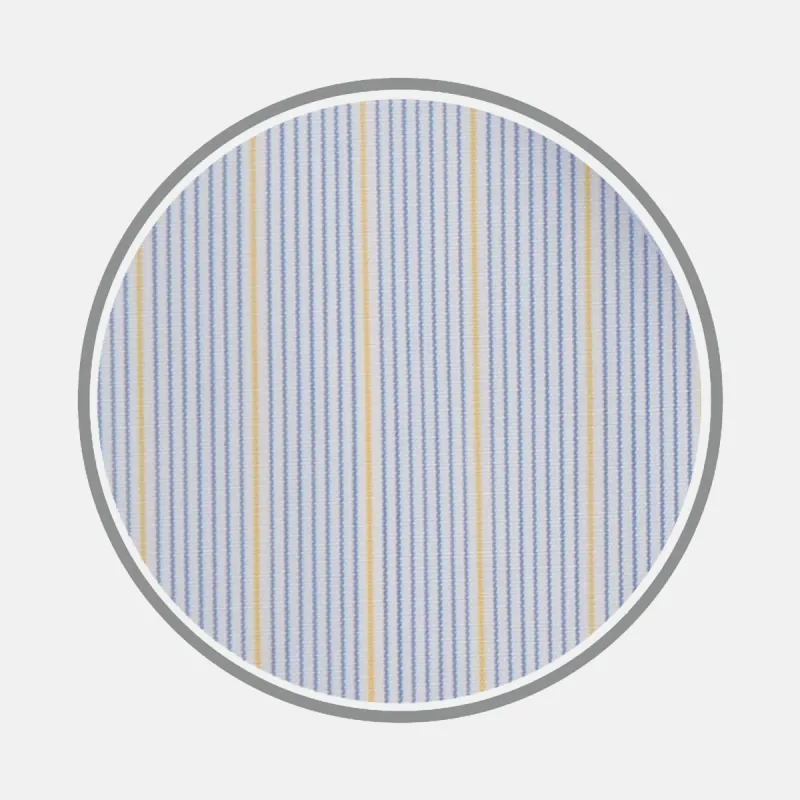 Blue and Yellow Fine Stripe Cotton Fabric sold by Turnbull & Asser