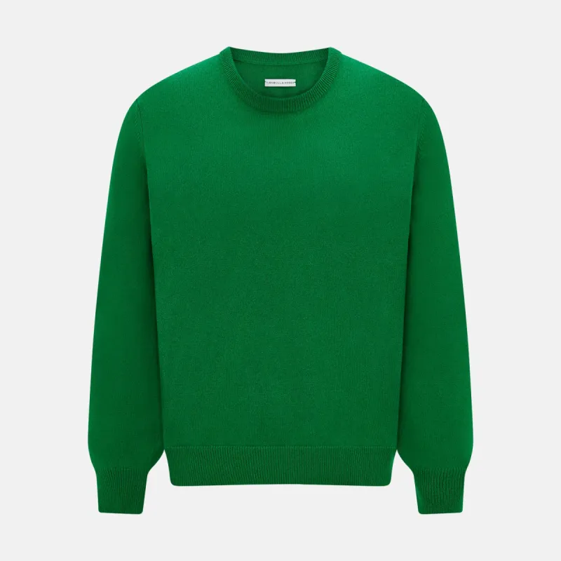 Grass Green Cashmere Round Neck Jumper sold by Turnbull & Asser