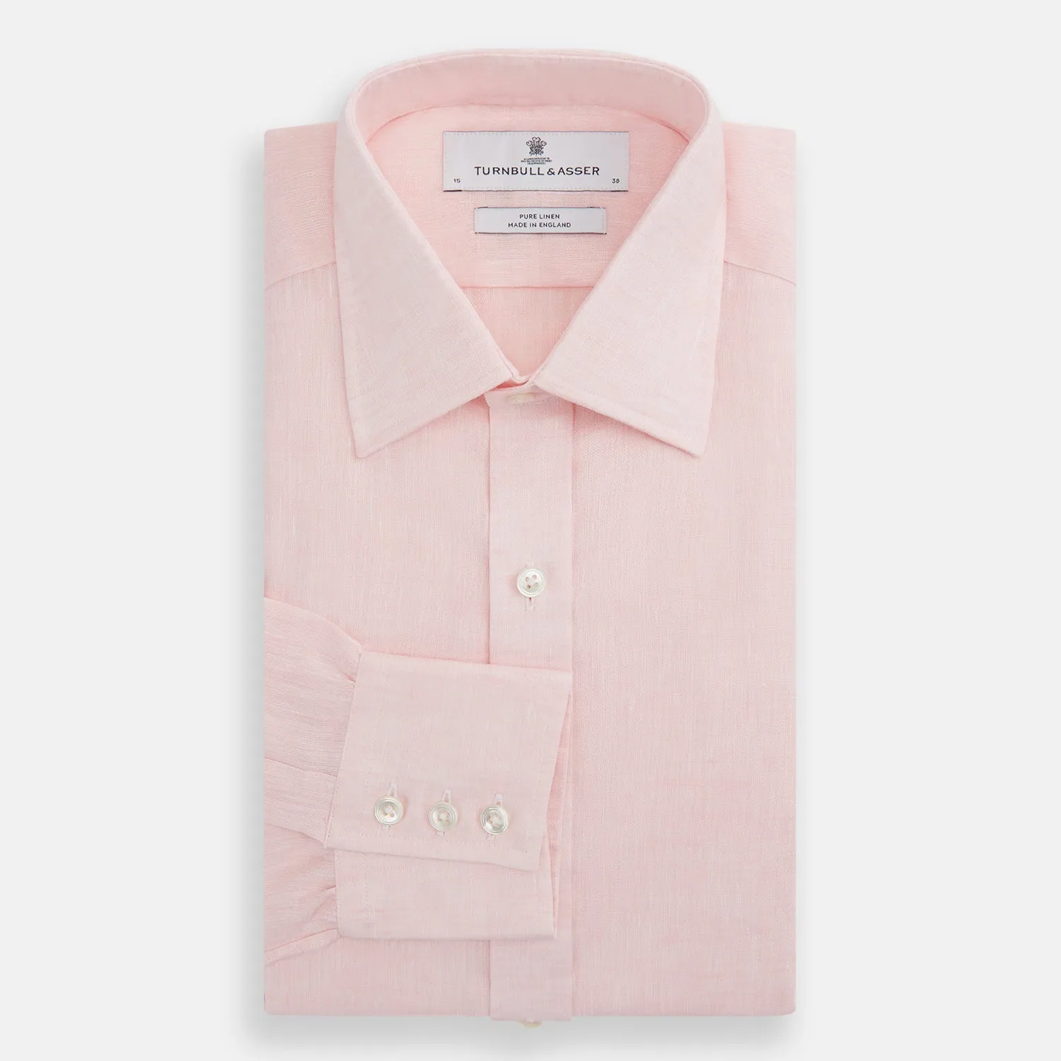 Pink Linen Shirt with T&A Collar and 3-Button Cuffs sold by Turnbull & Asser product image thumbnail 5