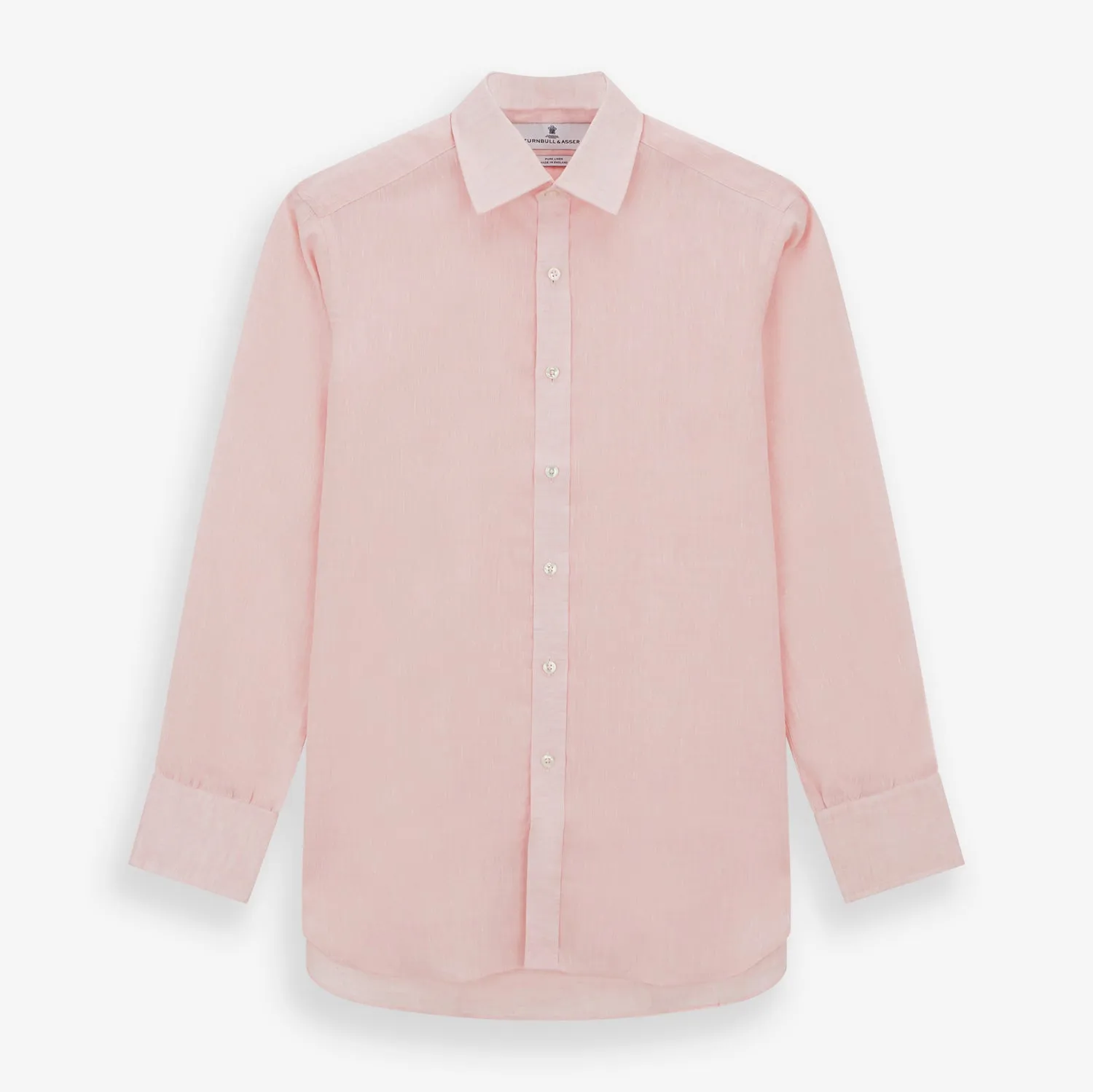 Pink Linen Shirt with T&A Collar and 3-Button Cuffs sold by Turnbull & Asser