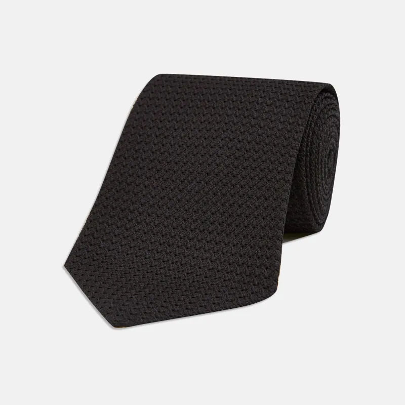 Black Grenadine Silk Tie sold by Turnbull & Asser