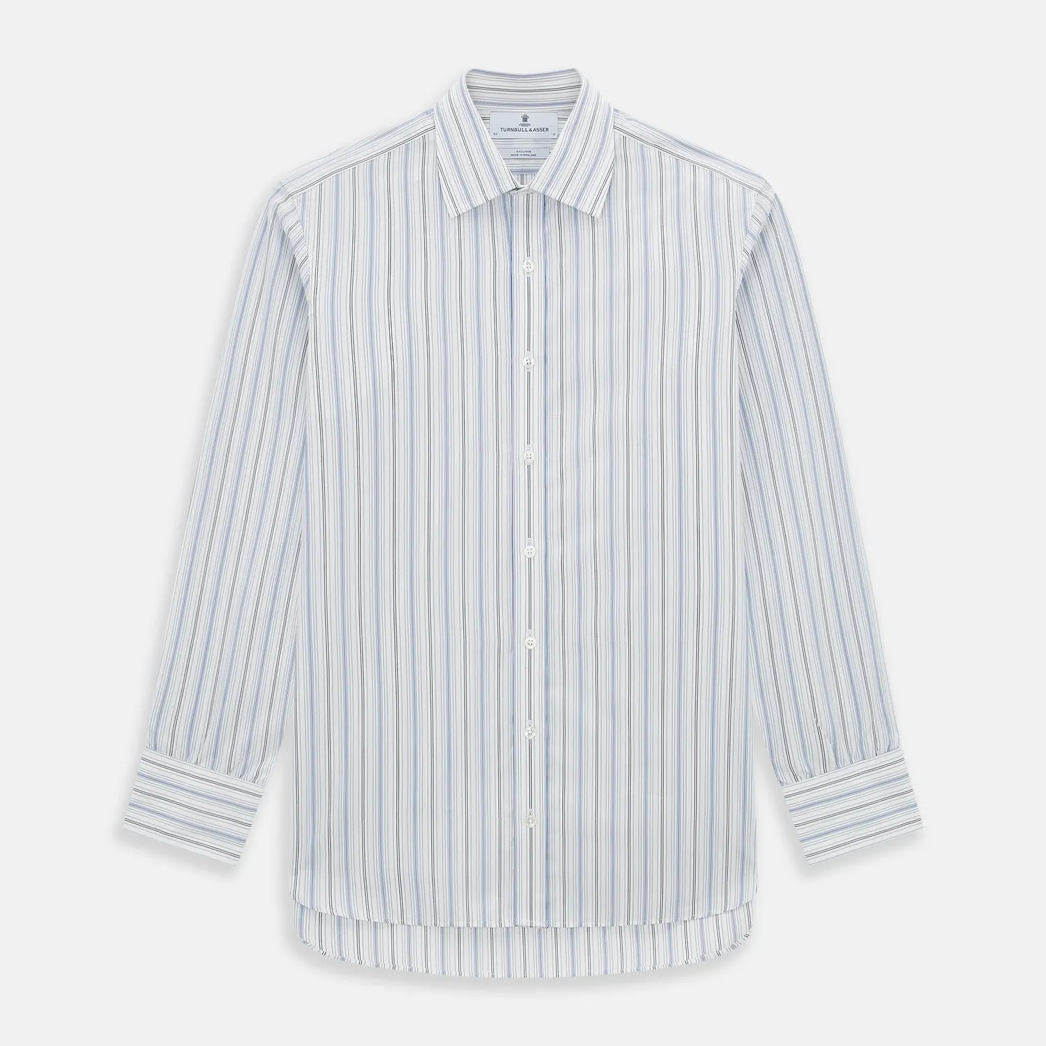 Navy and Blue Multi Stripe Mayfair Shirt sold by Turnbull & Asser