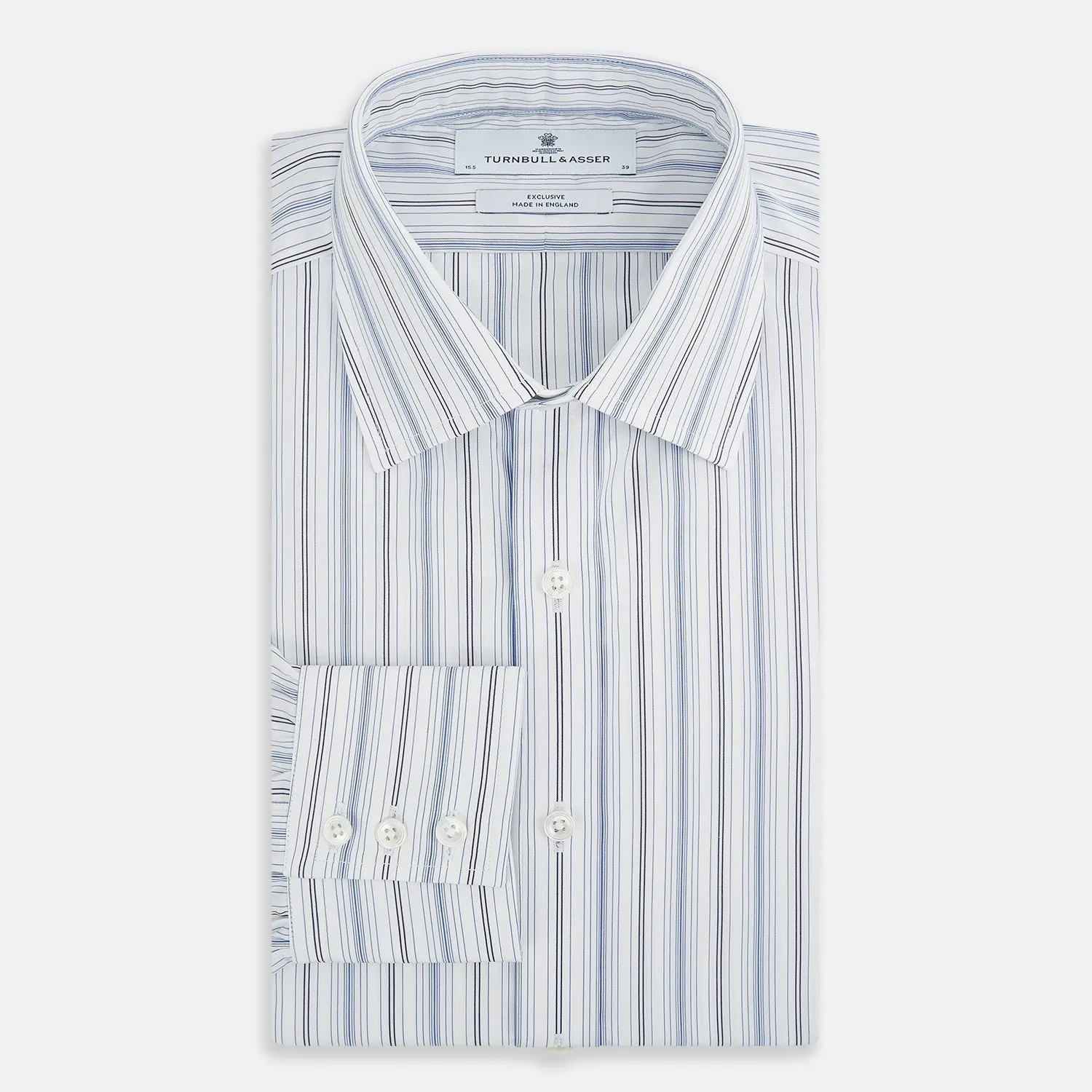 Navy and Blue Multi Stripe Mayfair Shirt sold by Turnbull & Asser product image thumbnail 5