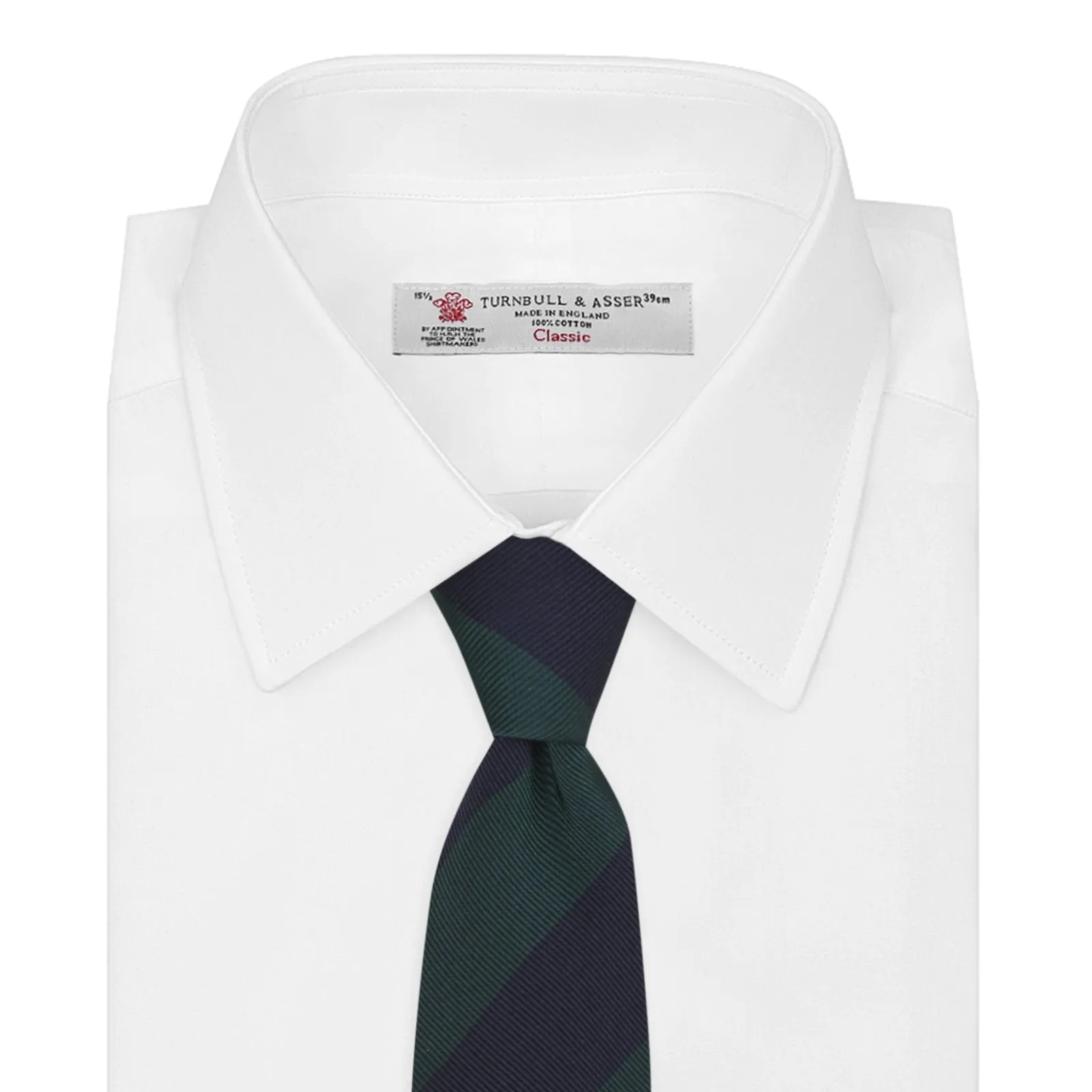 Navy and Forest Green Block Stripe Repp Silk Tie sold by Turnbull & Asser product image thumbnail 2