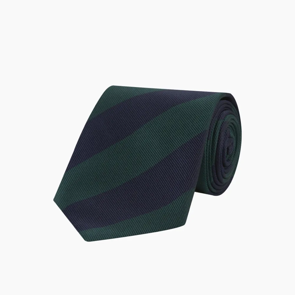 Navy and Forest Green Block Stripe Repp Silk Tie sold by Turnbull & Asser product image thumbnail 5
