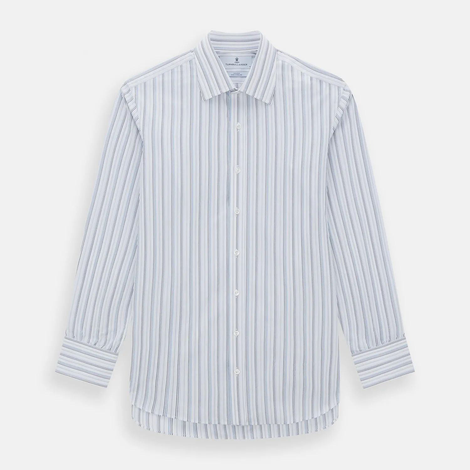 Blue Fine Multi Pinstripe Mayfair Shirt sold by Turnbull & Asser