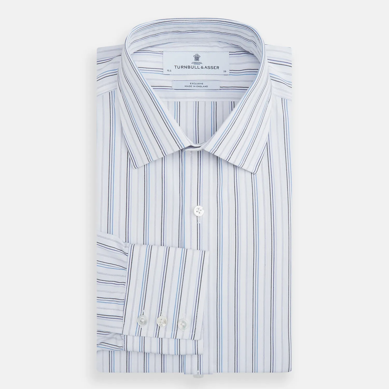 Blue Fine Multi Pinstripe Mayfair Shirt sold by Turnbull & Asser product image thumbnail 4