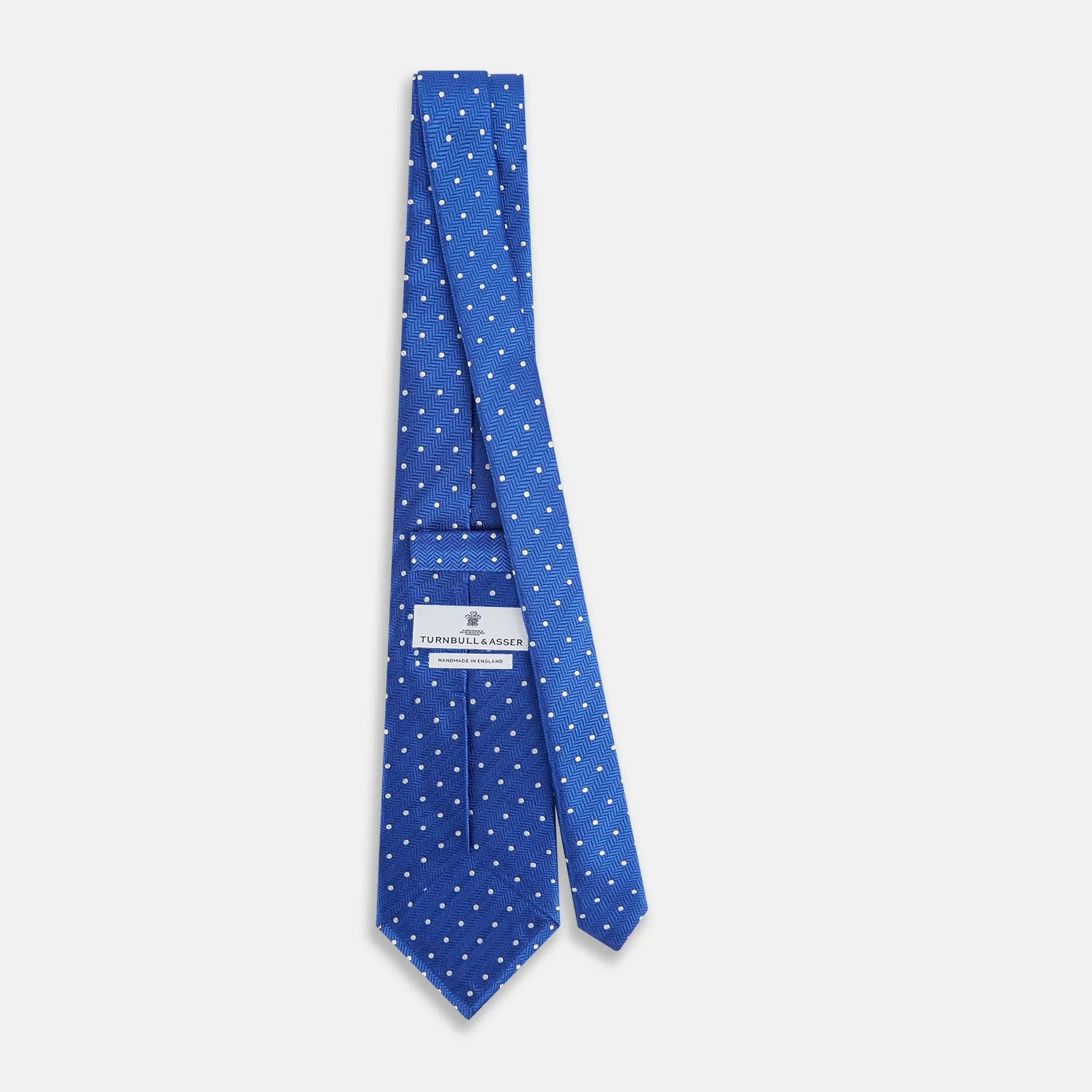 Blue and White Micro Dot Silk Tie sold by Turnbull & Asser product image thumbnail 4