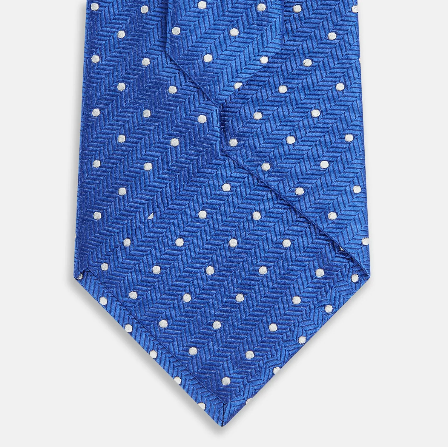 Blue and White Micro Dot Silk Tie sold by Turnbull & Asser product image thumbnail 3