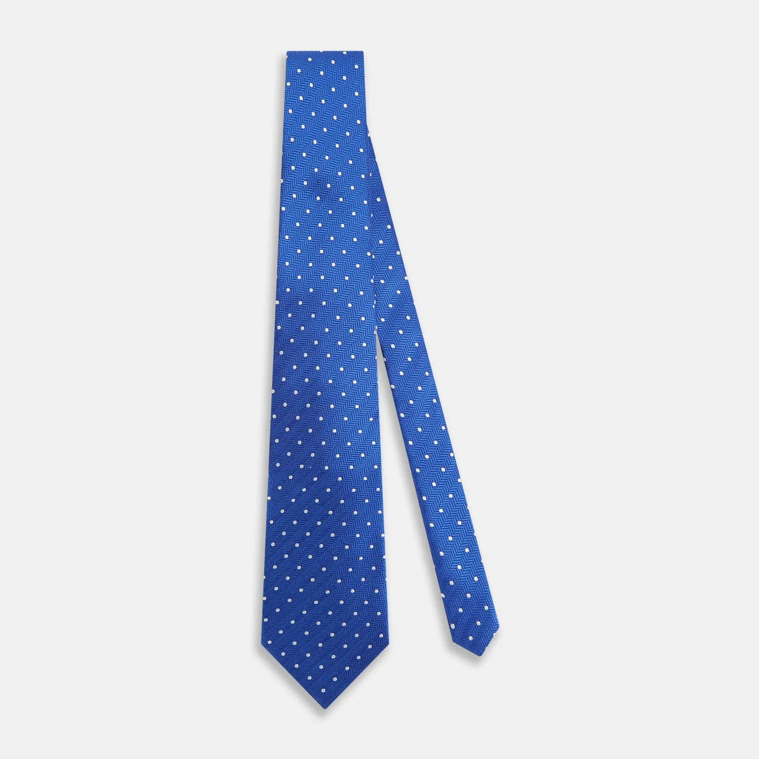 Blue and White Micro Dot Silk Tie sold by Turnbull & Asser product image thumbnail 2