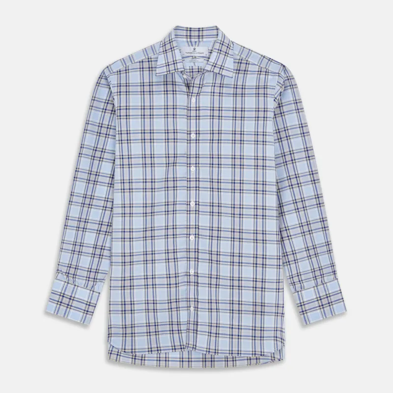 Blue and Yellow Check Cotton Regular Fit Mayfair Shirt sold by Turnbull & Asser