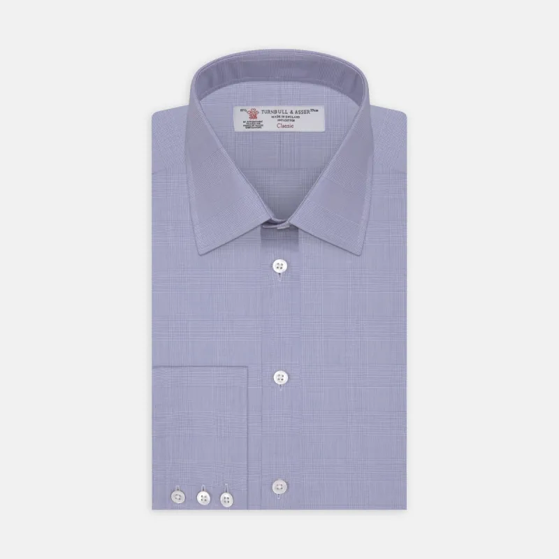 Blue Prince of Wales Check Shirt with T&A Collar and 3-Button Cuffs sold by Turnbull & Asser