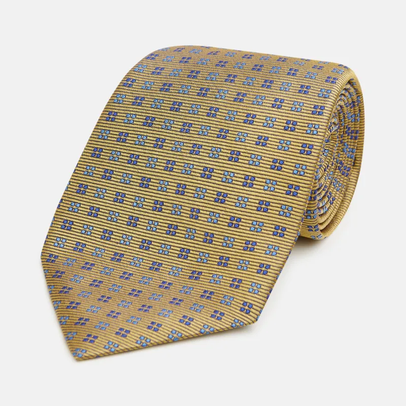 Blue and Gold Multi Dot Silk Tie sold by Turnbull & Asser
