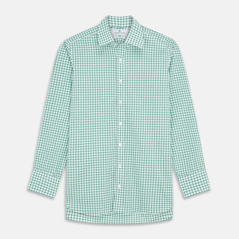 Green Check Cotton Regular Fit Mayfair Shirt sold by Turnbull & Asser