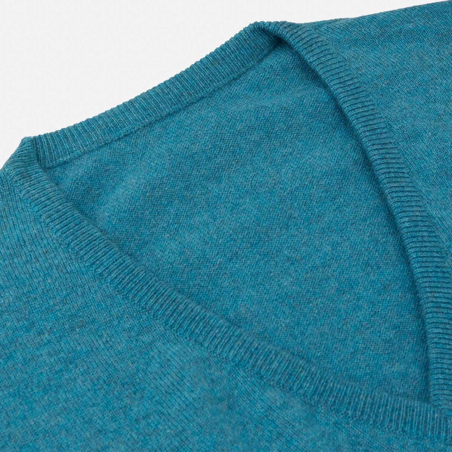 Teal Paden V-Neck Jumper sold by Turnbull & Asser product image thumbnail 2