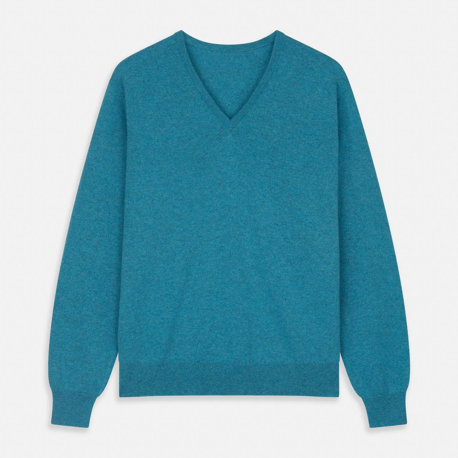 Teal Paden V-Neck Jumper sold by Turnbull & Asser
