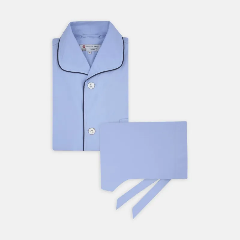 Blue Piped Cotton Pyjama Set sold by Turnbull & Asser