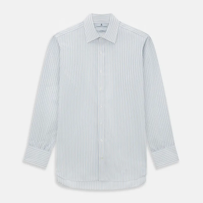 Sky Blue Combination Stripe Mayfair Shirt sold by Turnbull & Asser