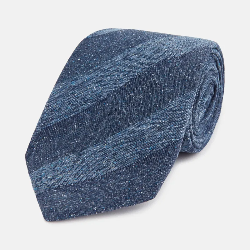 Blue Block Stripe Silk Tie sold by Turnbull & Asser