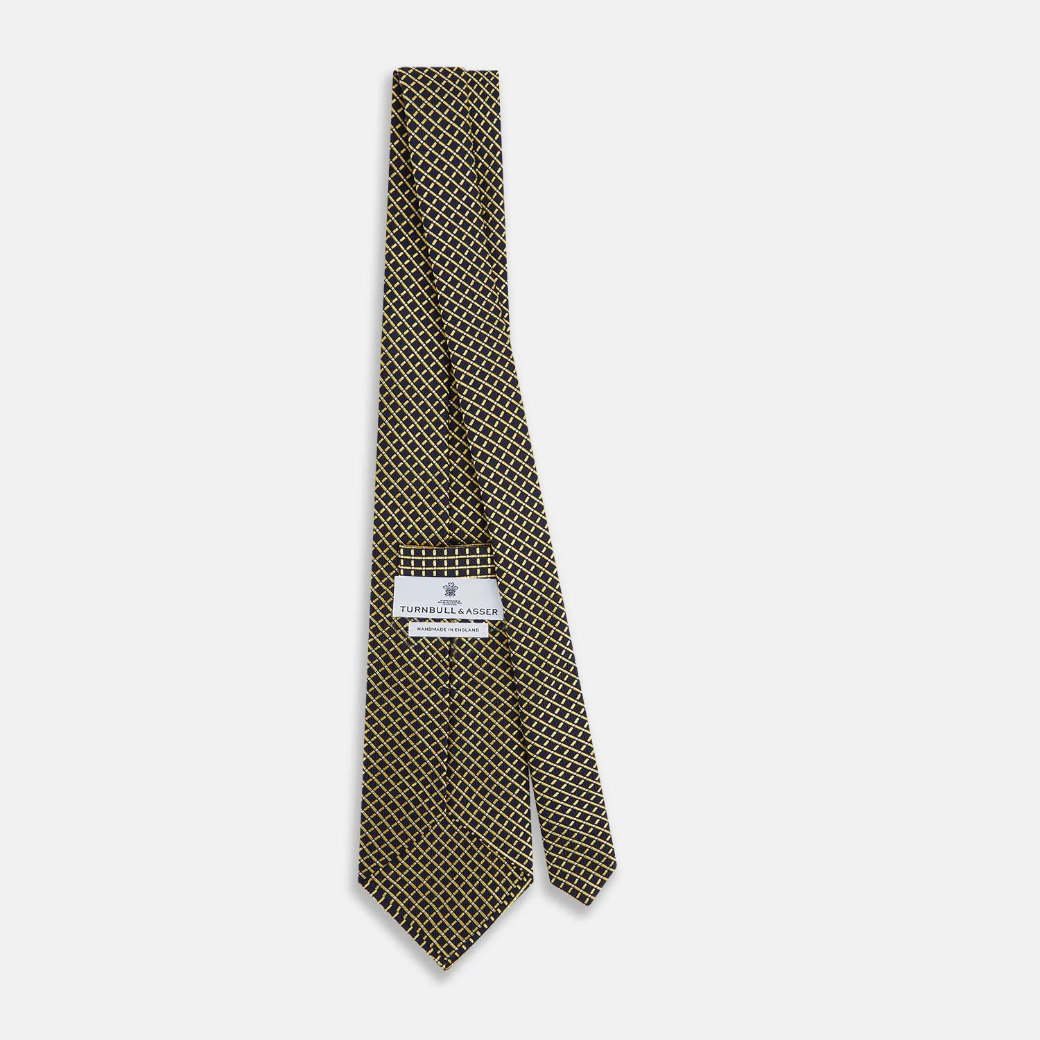 Yellow and Navy Diamond Silk Tie sold by Turnbull & Asser product image thumbnail 4